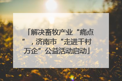 解决畜牧产业“痛点”，济南市“走进千村万企”公益活动启动